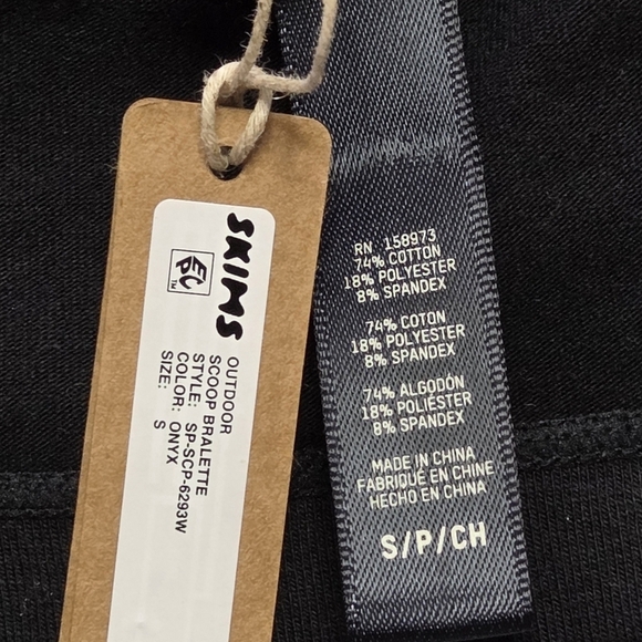 SKIMS Outdoor Scoop Bralette Wireless Bra Onyx Black Small NWT - Picture 3 of 3